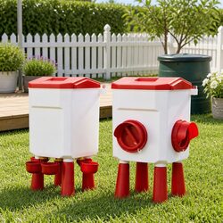Chicken Feeder and Waterer Set 8kg 7L Poultry Drinker Kit Gravity Fed Auto