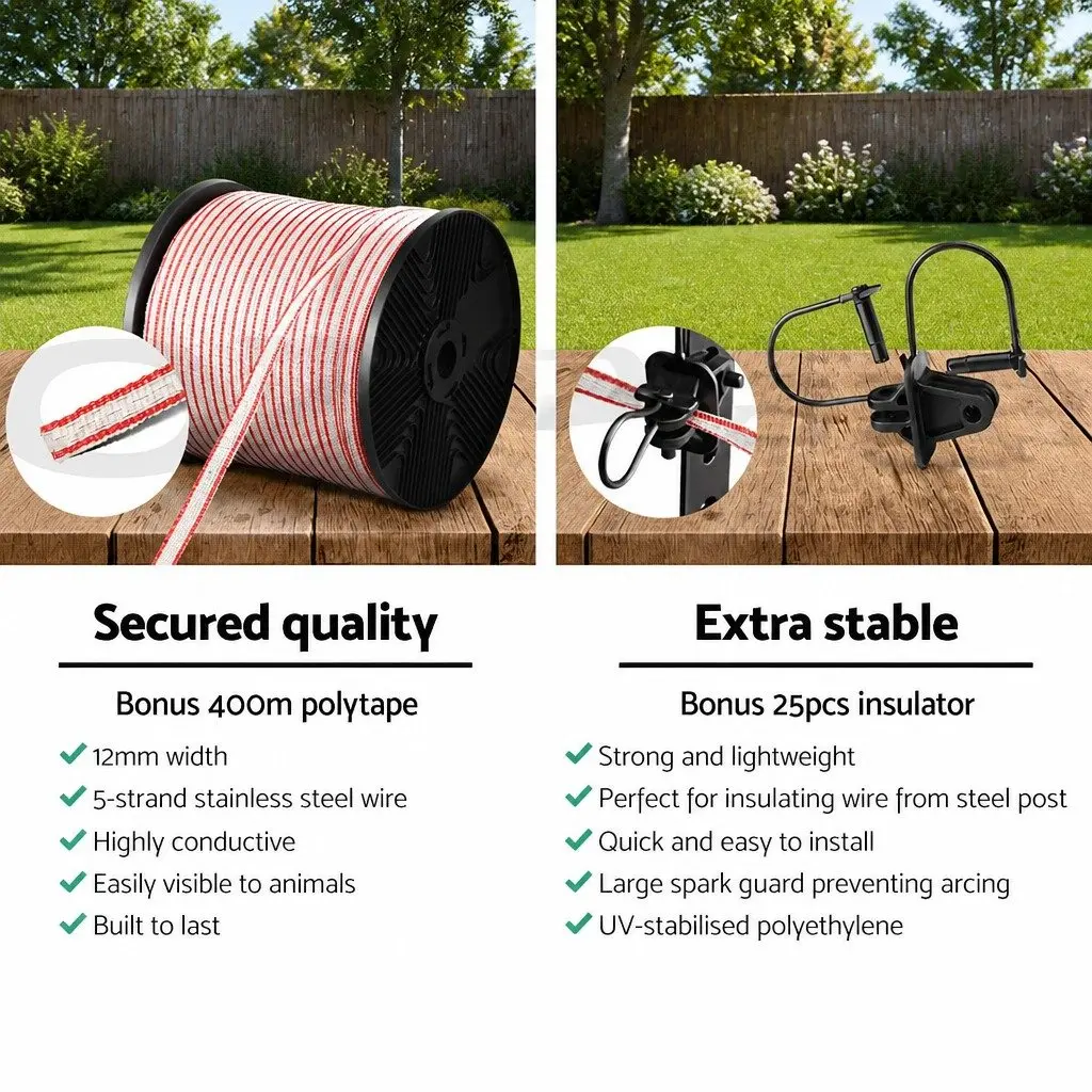 Electric Fence Poly Tape 400M Red White Livestock Fencing Wire
