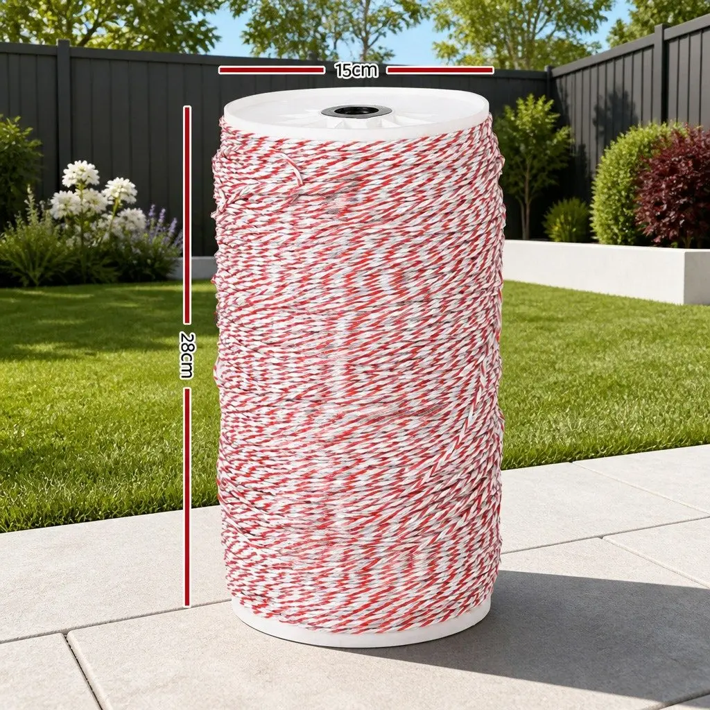 Electric Fence Polywire 1000M Red White Livestock Pet Containment Fencing Wire