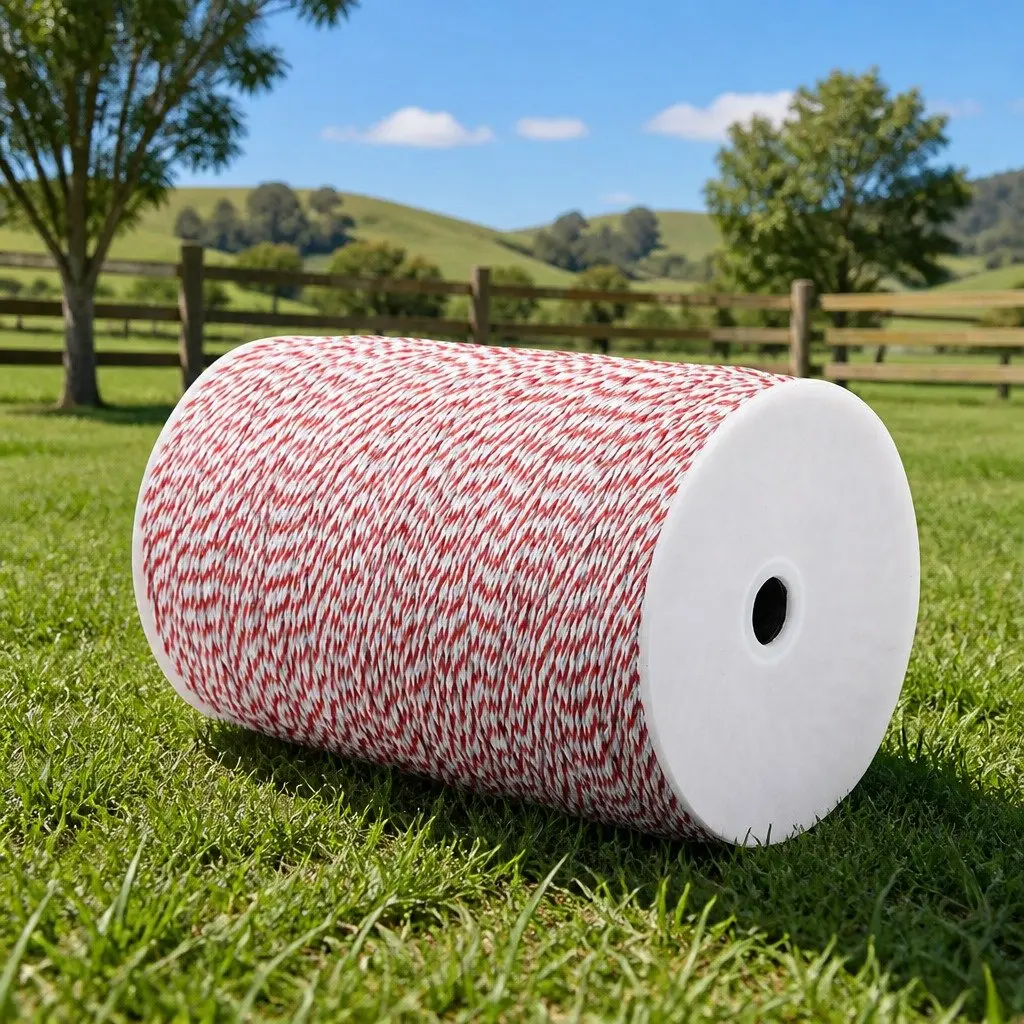 Electric Fence Poly Wire 2000M Red White Livestock Containment Fencing Roll