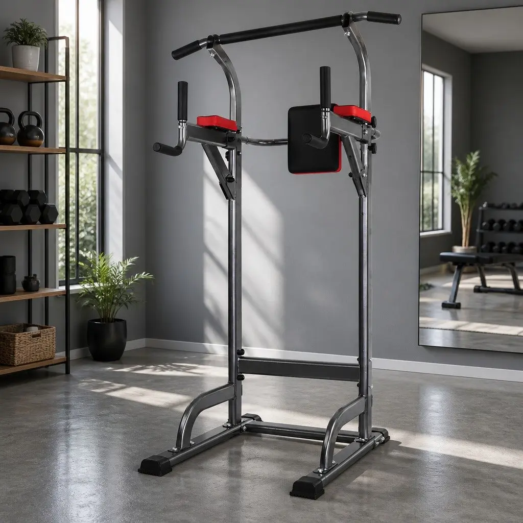 Exercise Tower Adjustable Height Multi-Function Gym Station Black