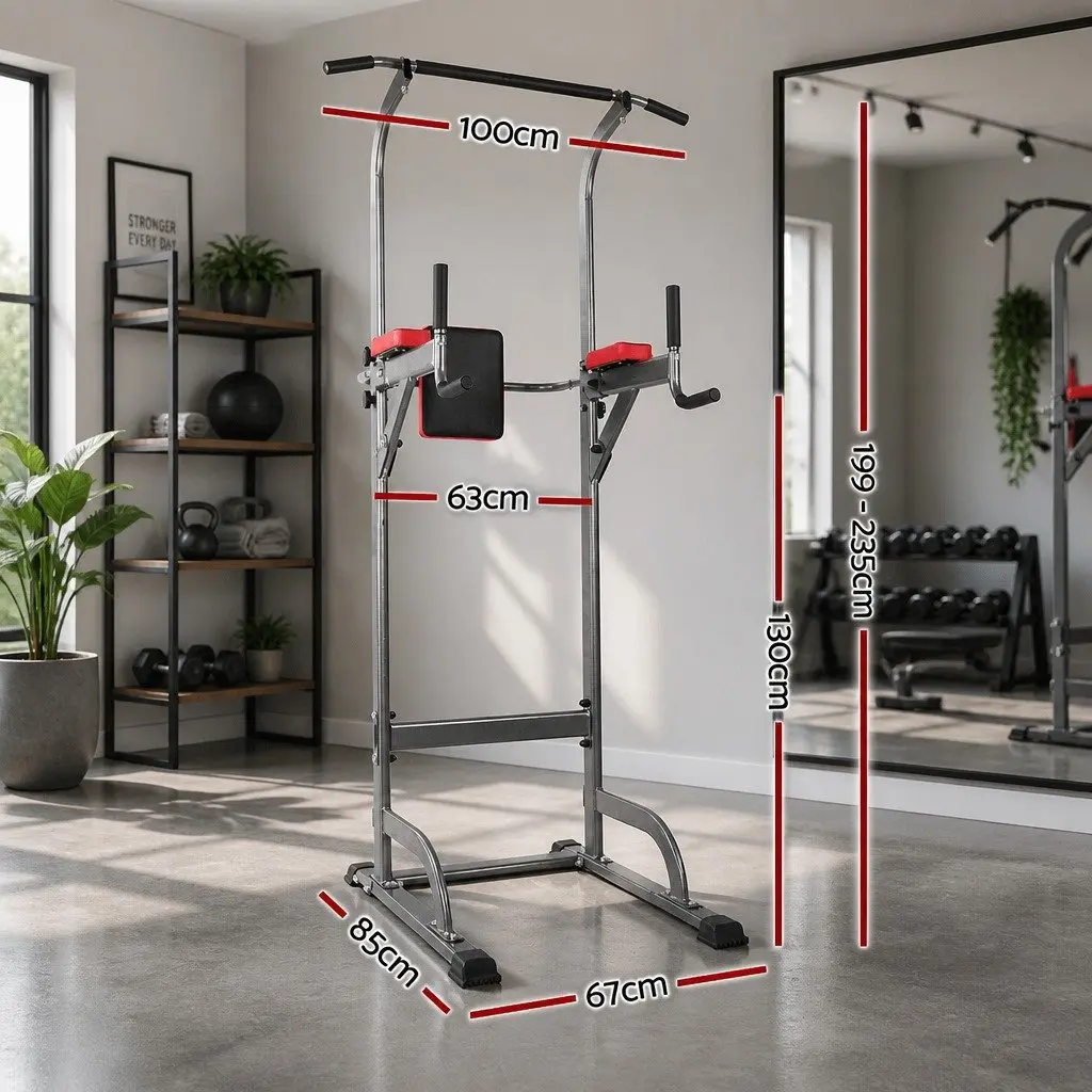 Exercise Tower Adjustable Height Multi-Function Gym Station Black