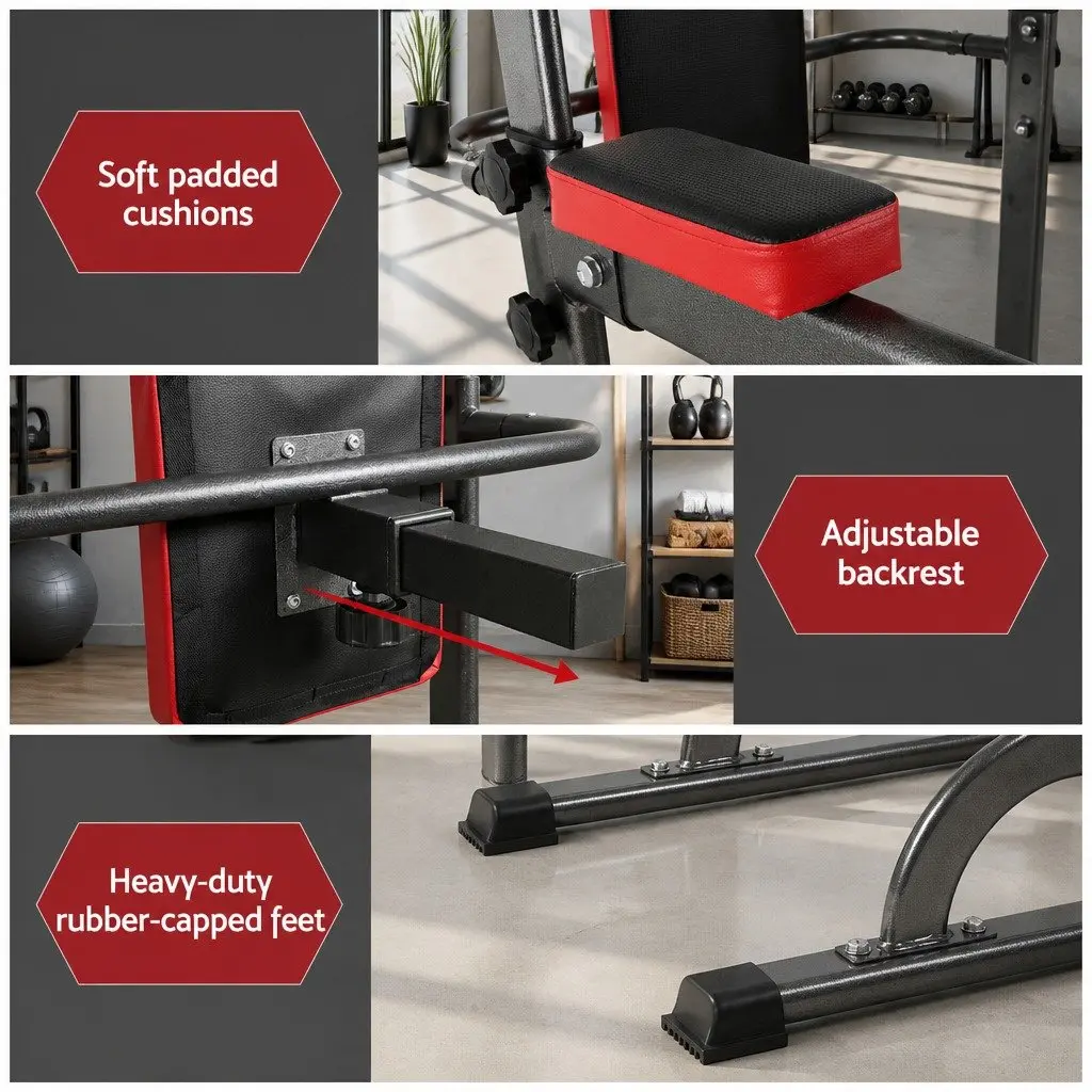 Exercise Tower Adjustable Height Multi-Function Gym Station Black