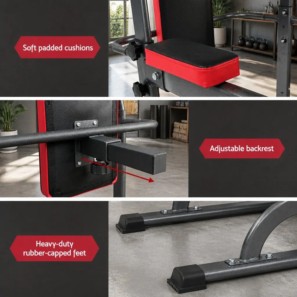 Exercise Tower Adjustable Height Multi-Function Gym Station Black