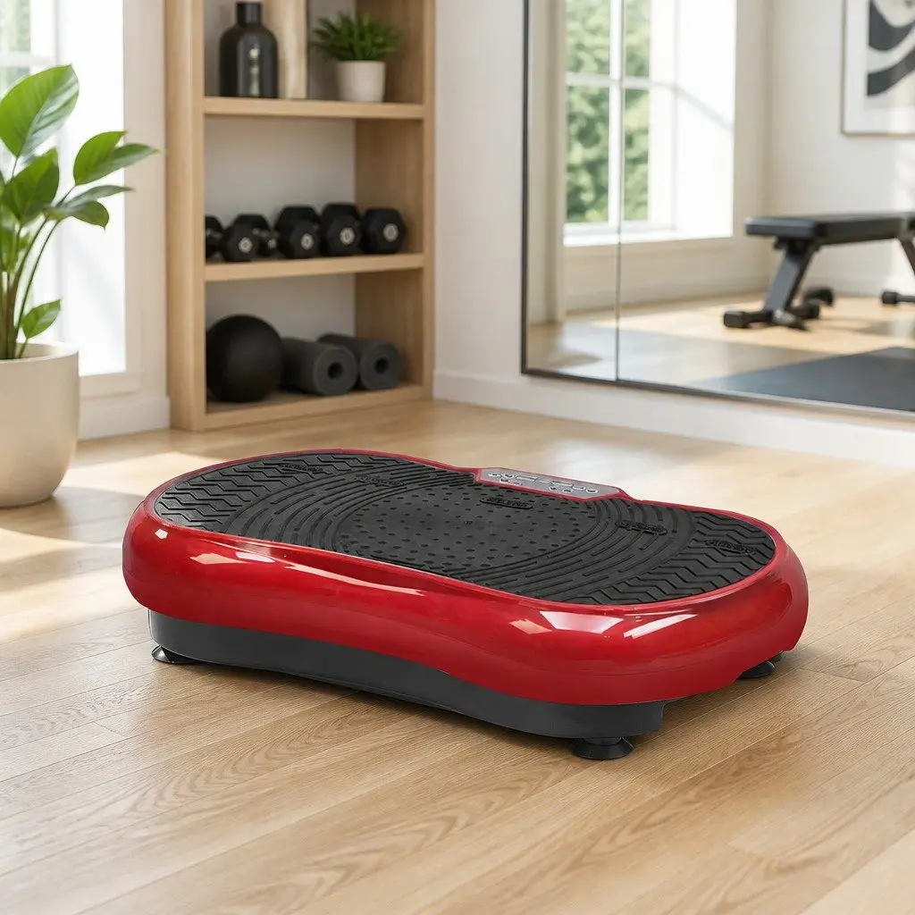Vibration Machine Home Fitness Trainer with Resistance Bands 70x39x13cm Maroon