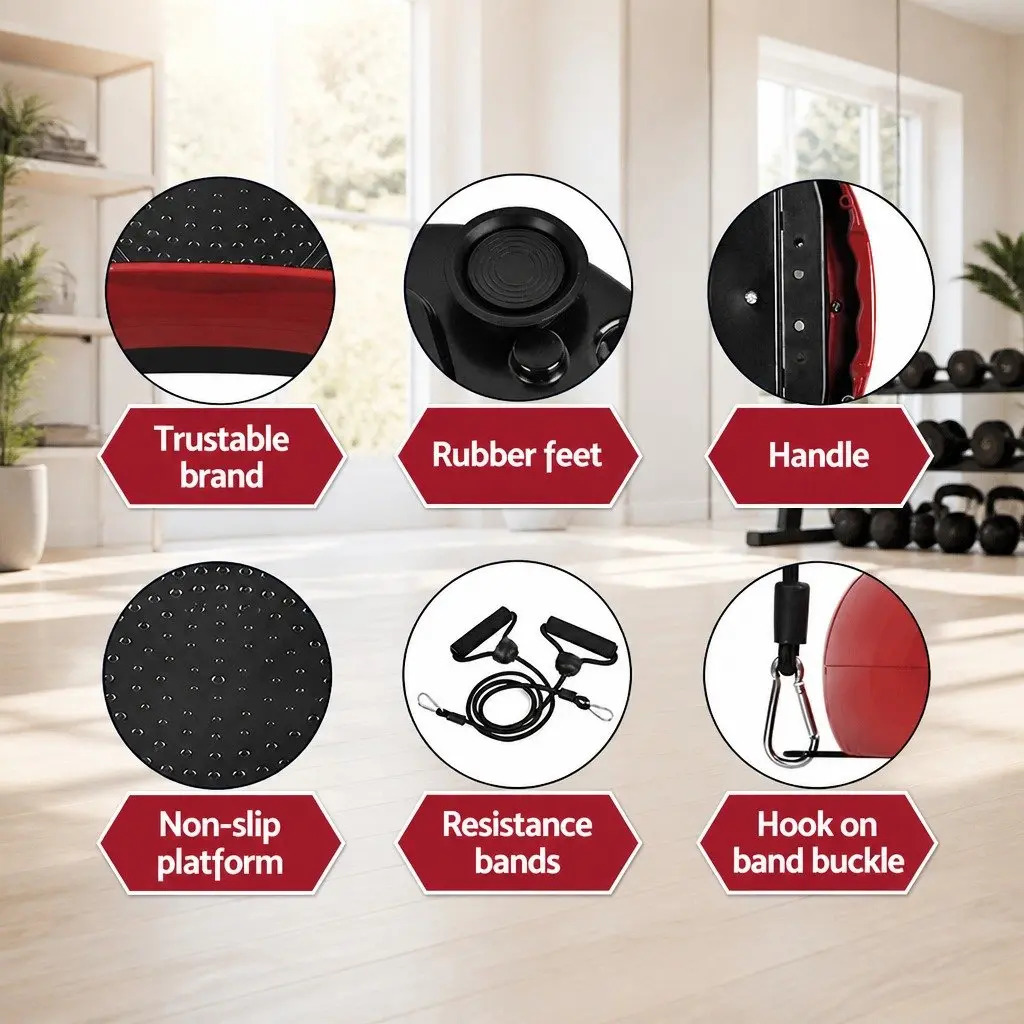 Vibration Machine Home Fitness Trainer with Resistance Bands 70x39x13cm Maroon