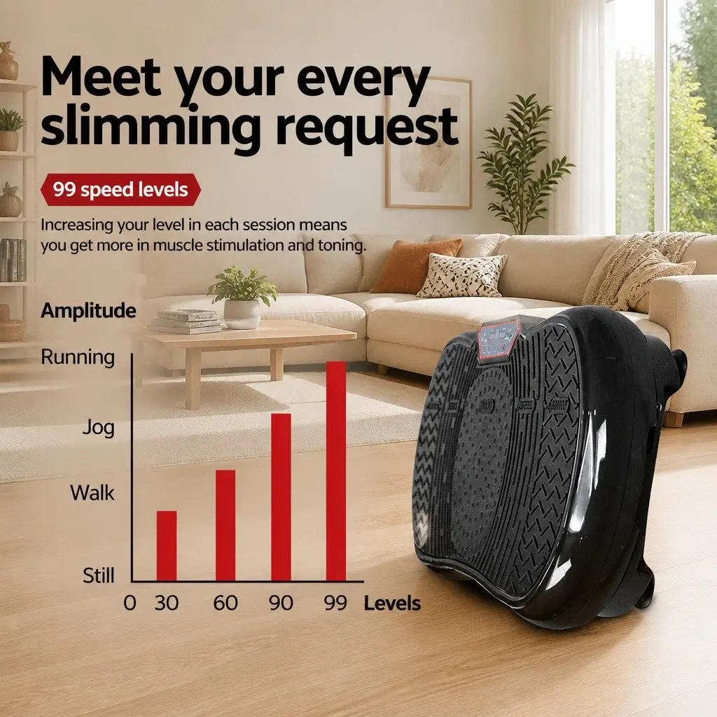 Vibration Machine Platform Whole Body Exercise Trainer 70 x 39 x 13cm Black