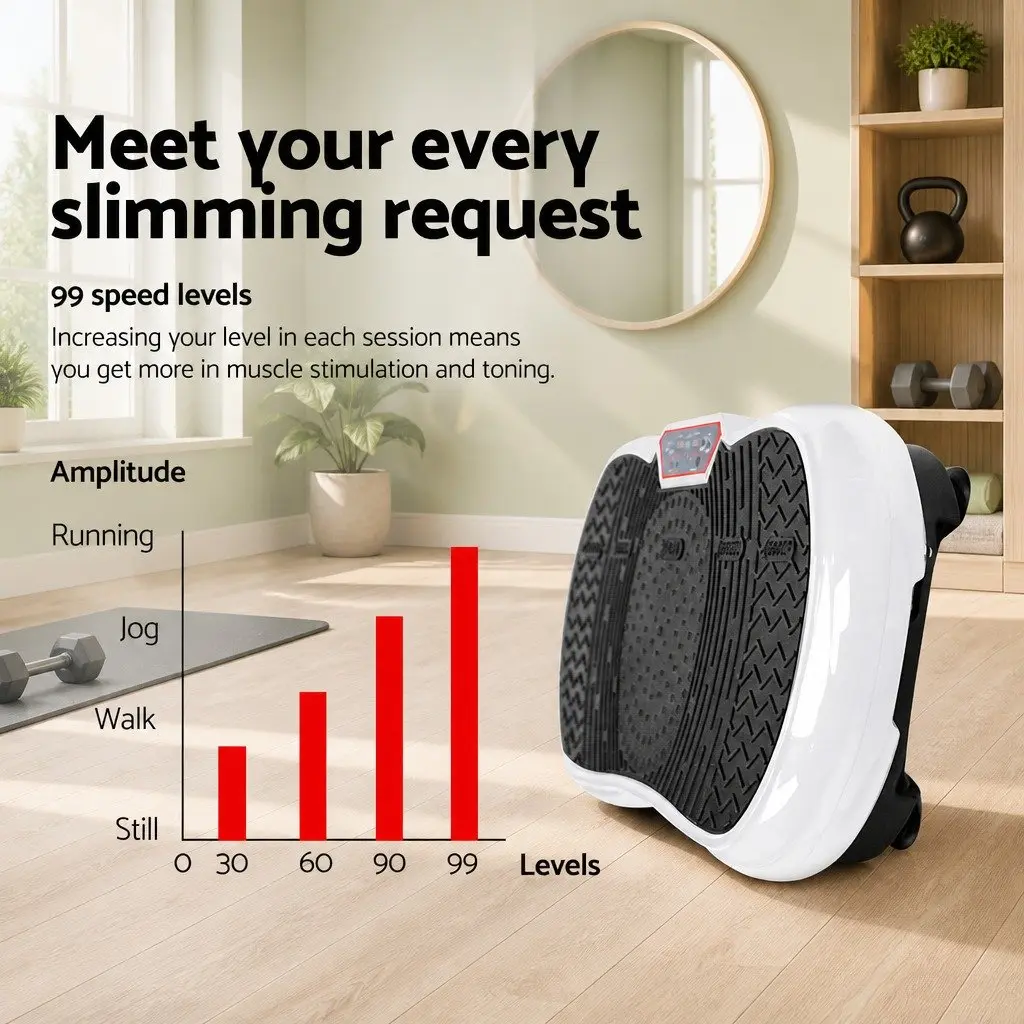 Vibration Machine Whole Body Trainer Home Gym 70 x 39 x 13cm White