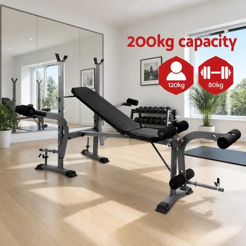 Weight Bench 8 in 1 Adjustable Multi Exercise Home Gym Black