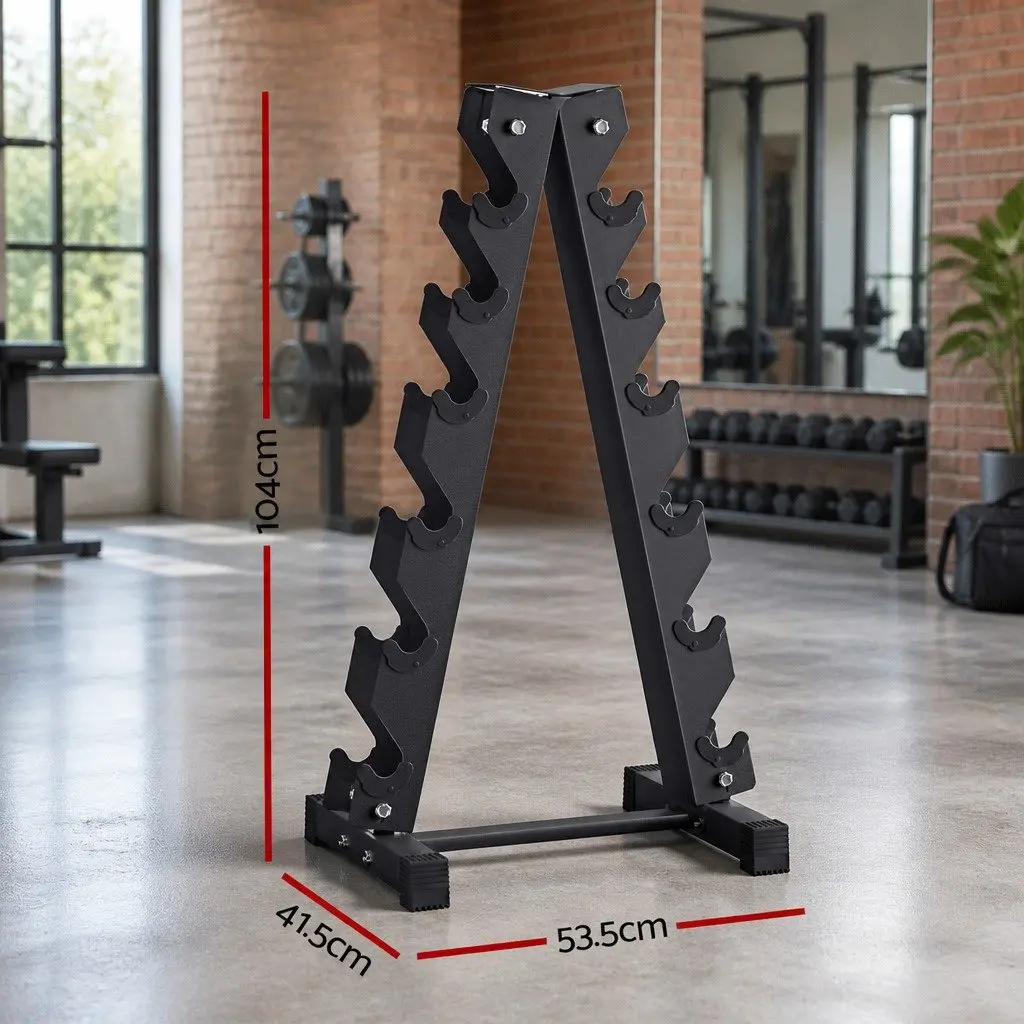 6 Tier Dumbbell Rack Storage Stand Home Gym Organizer Black