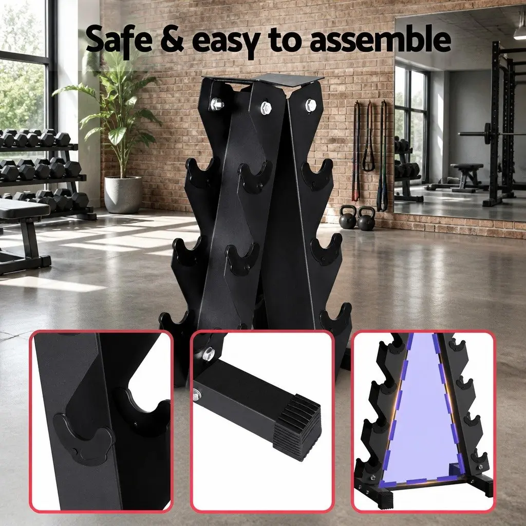 6 Tier Dumbbell Rack Storage Stand Home Gym Organizer Black