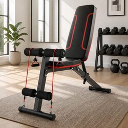 Adjustable Weight Bench FID Home Gym Exercise Press Fitness 150kg Capacity Black