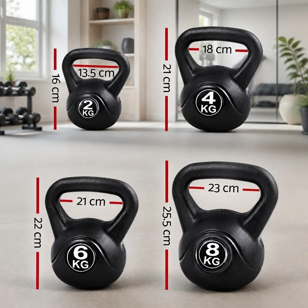 Kettlebell Set 22kg Home Gym Weight Training Free Weights Black