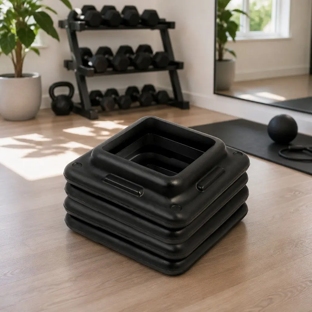 Aerobic Step Riser Exercise Stepper Block Adjustable Height Black 4 Piece