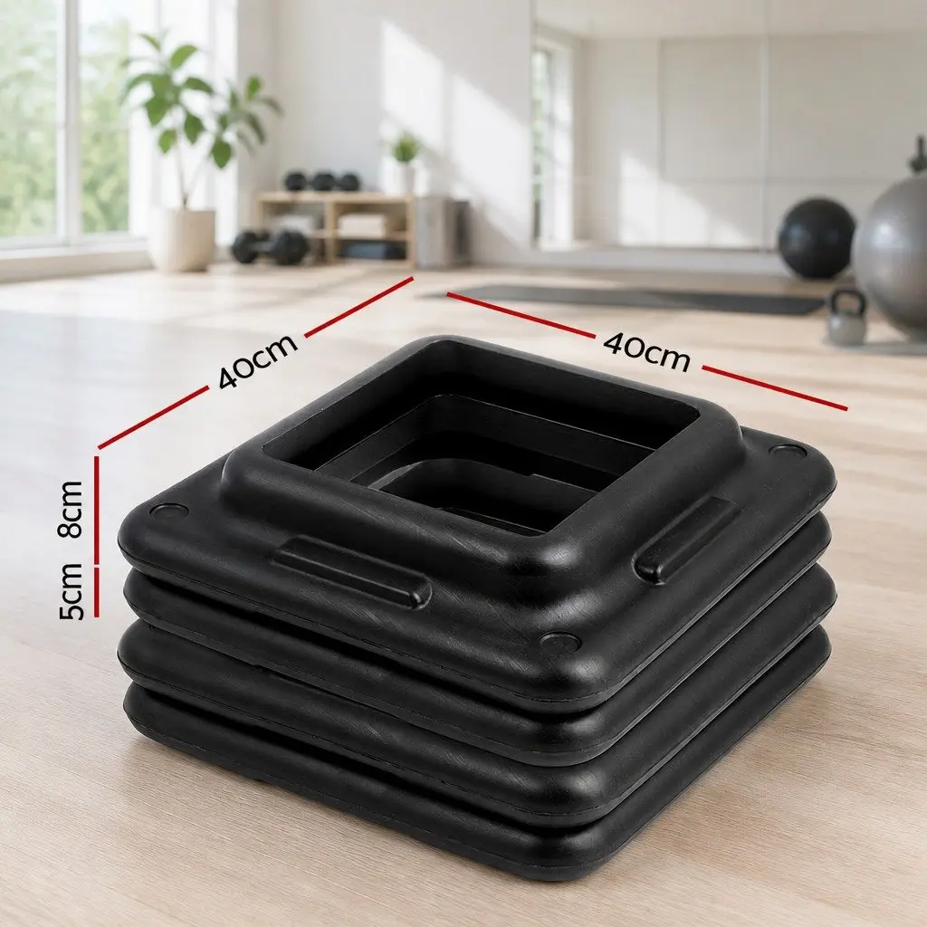 Aerobic Step Riser Exercise Stepper Block Adjustable Height Black 4 Piece