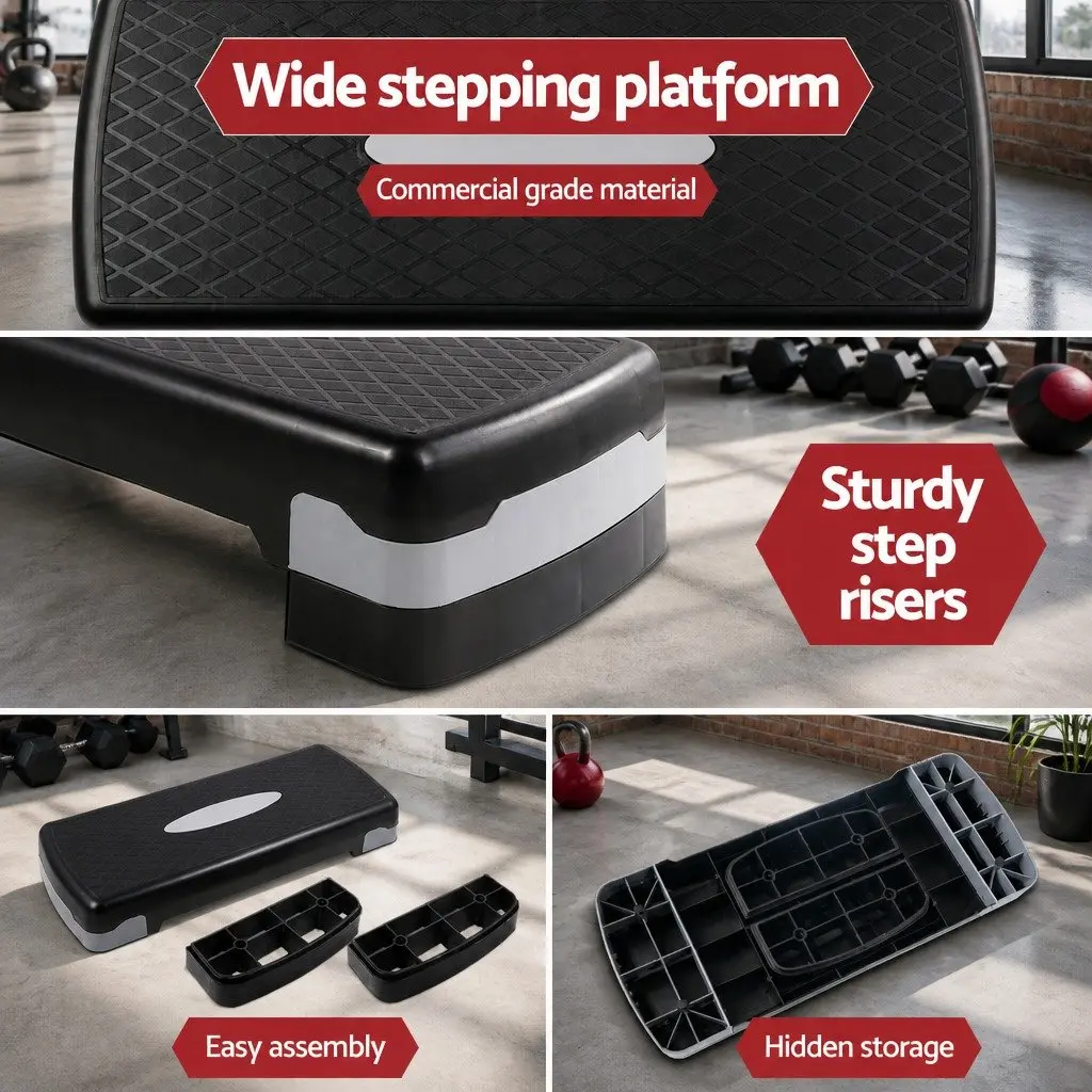 Aerobic Step Fitness Training Platform Adjustable 66cm x 26cm Grey