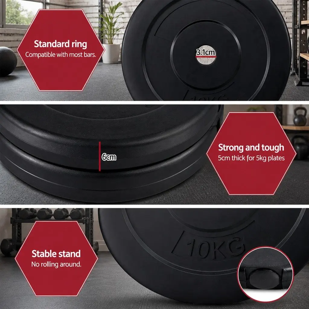 Barbell Set Weight Plates Home Gym Exercise 58kg 168cm Black
