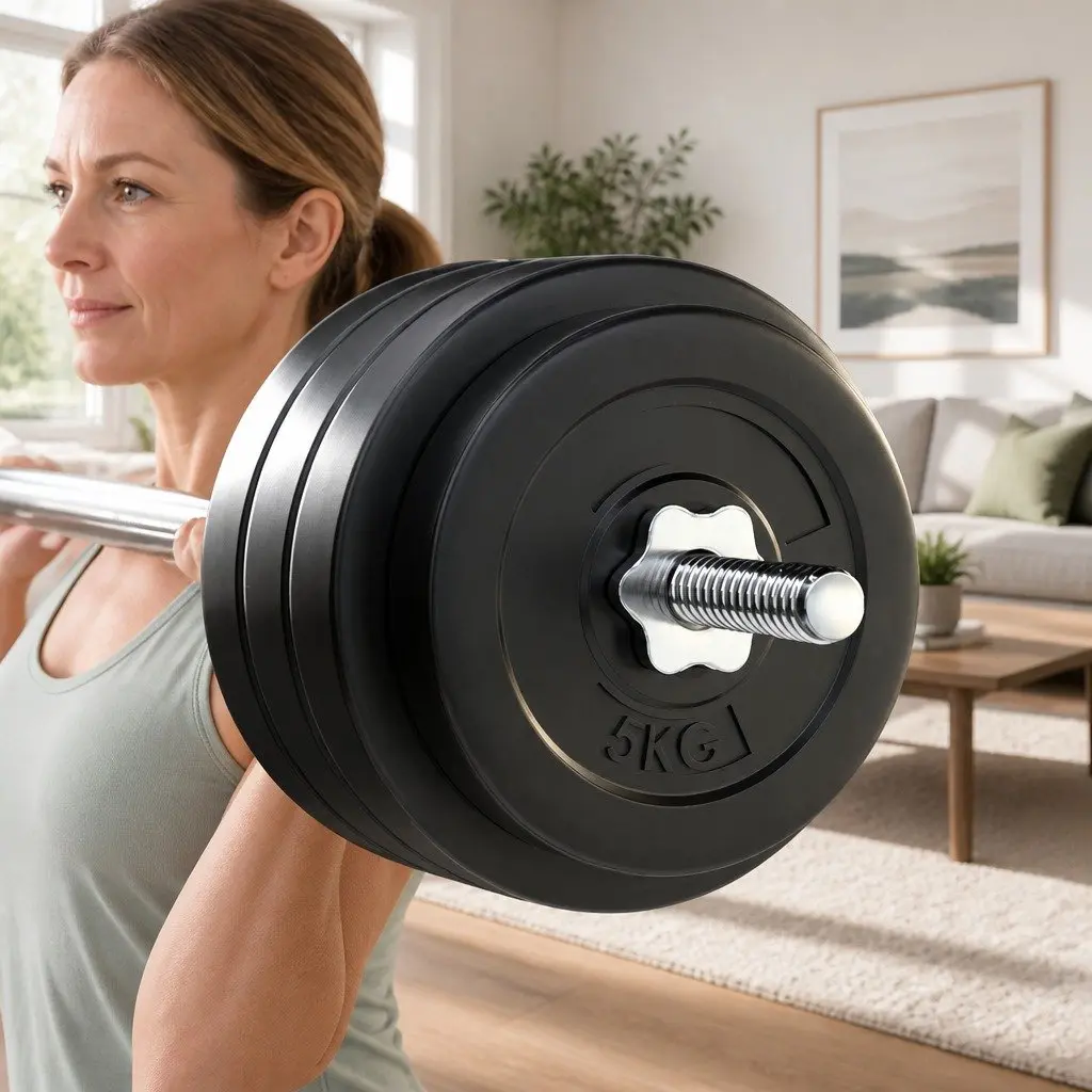 Barbell Weight Plates Set for Strength Training 78kg with 168cm Steel Bar Black