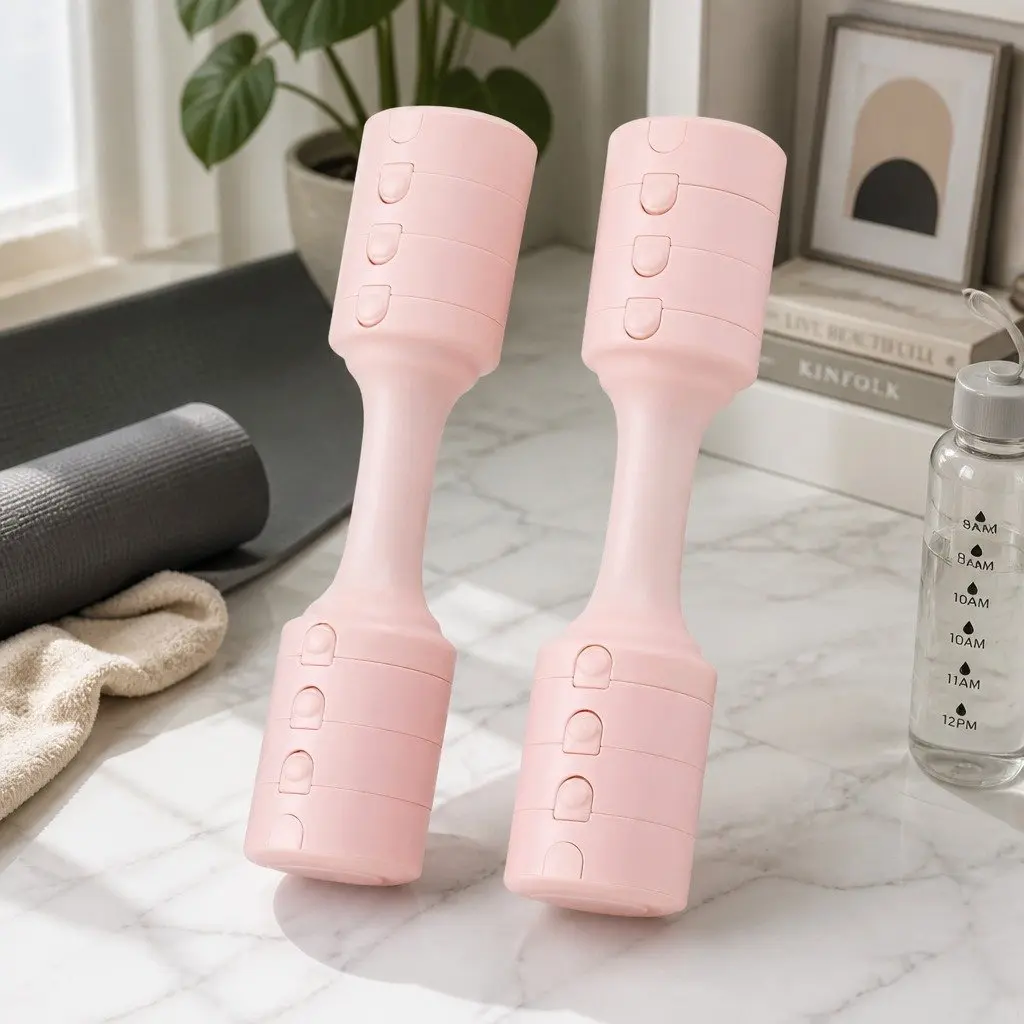 Adjustable Dumbbell Set 4-in-1 Weight Training 2x2.5kg Home Gym Exercise Pink