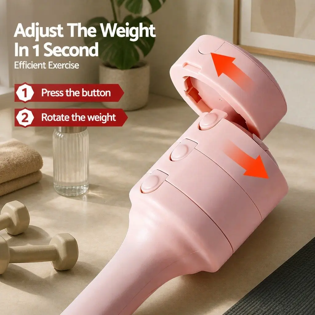 Adjustable Dumbbell Set 4-in-1 Weight Training 2x2.5kg Home Gym Exercise Pink