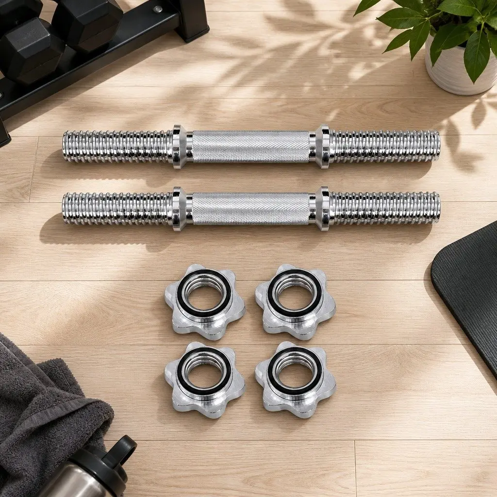 Dumbbell Bar Home Gym Exercise 45cm Silver Steel Chrome Plated