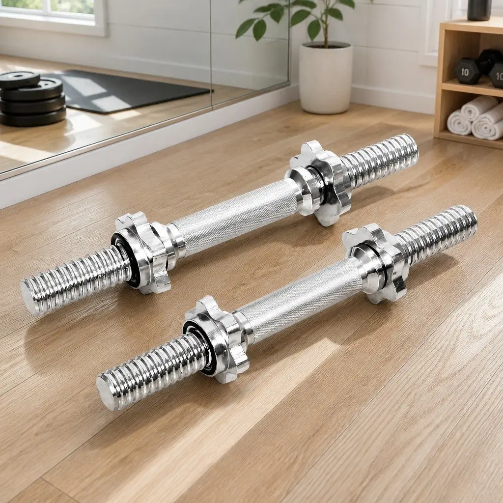 Dumbbell Bar Home Gym Exercise 45cm Silver Steel Chrome Plated