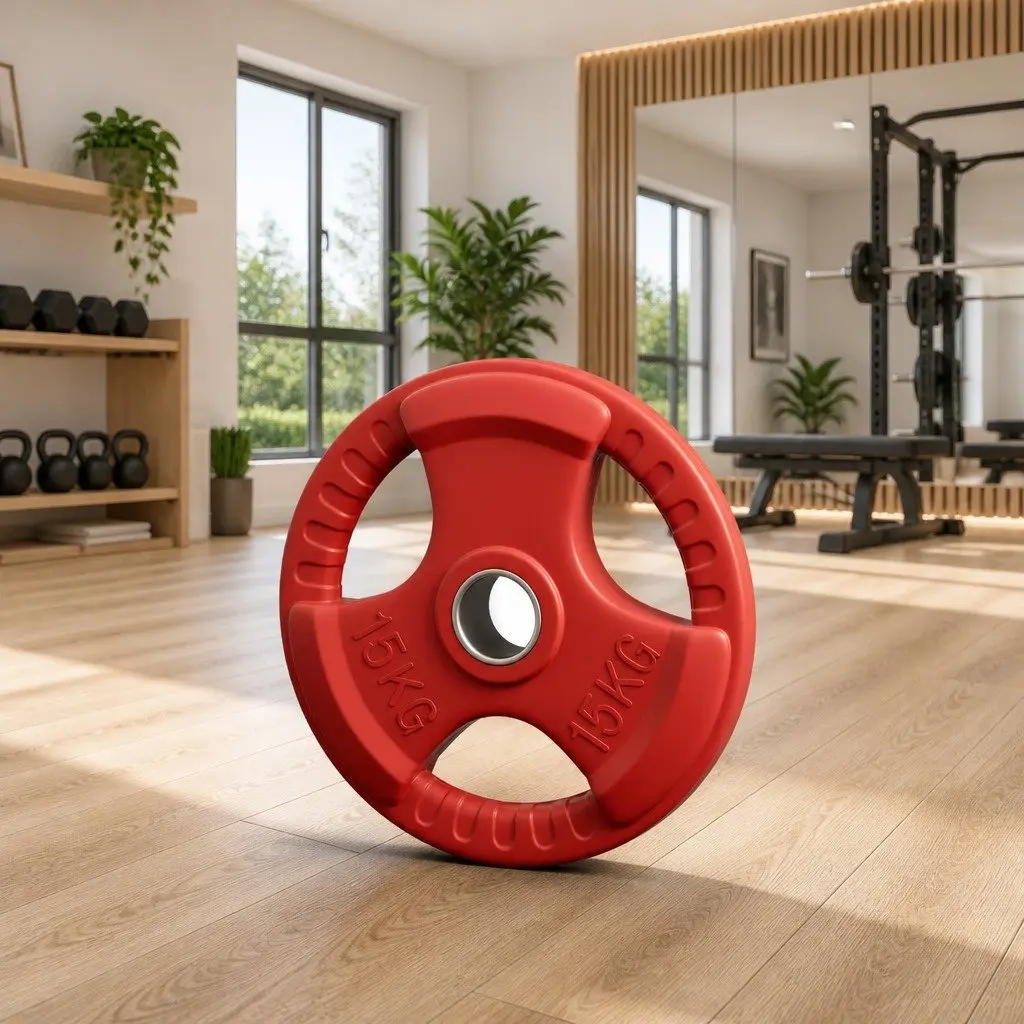 Weight Plate 15kg Strength Training Cast Iron Red
