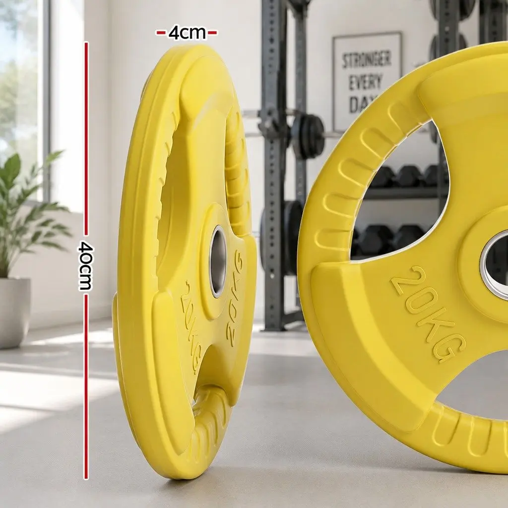 Olympic Weight Plate 20kg Strength Training Cast Iron Yellow