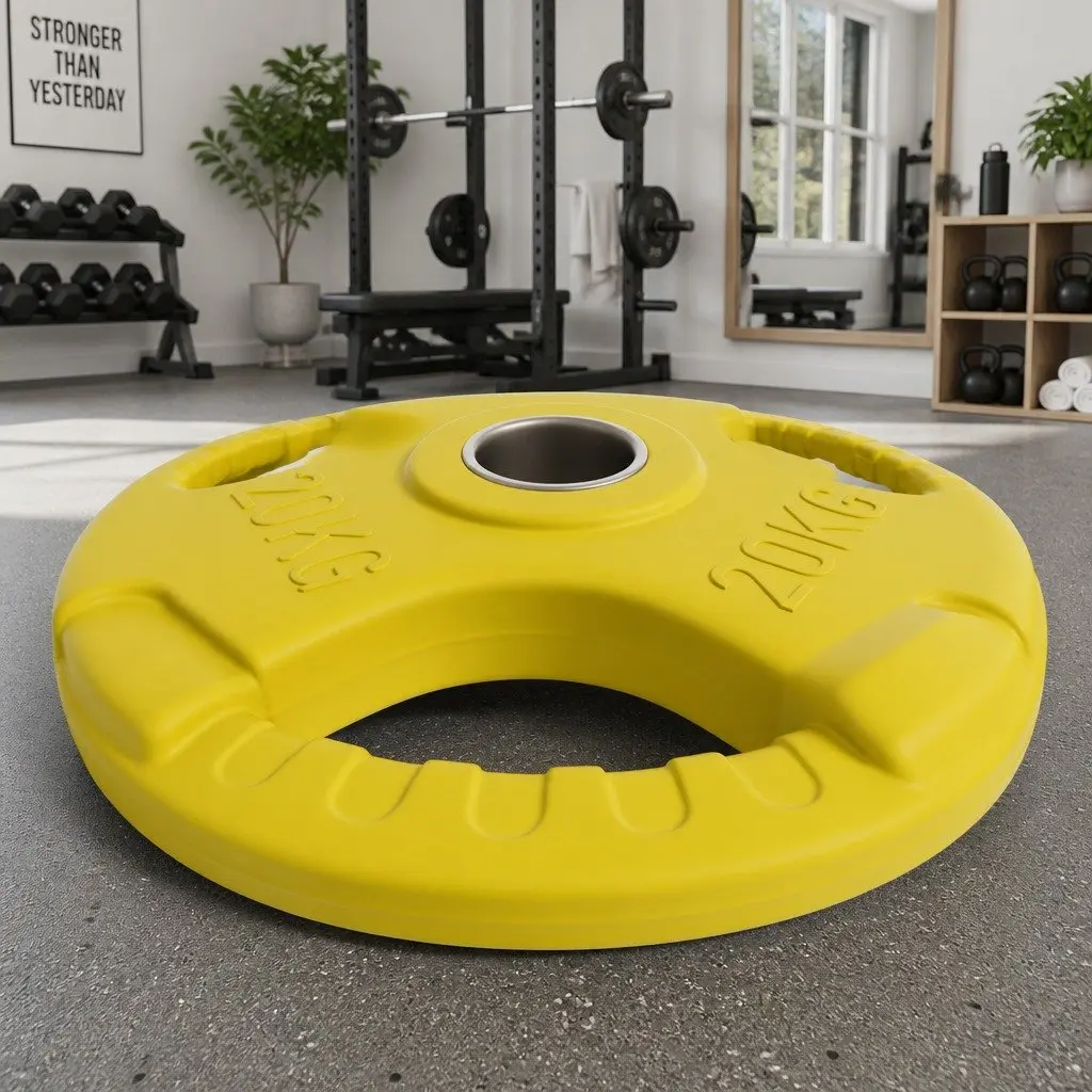 Olympic Weight Plate 20kg Strength Training Cast Iron Yellow