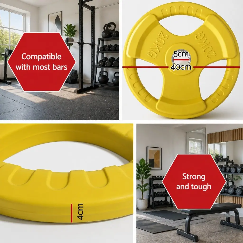 Olympic Weight Plate 20kg Strength Training Cast Iron Yellow