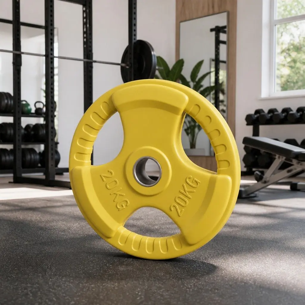Olympic Weight Plate 20kg Strength Training Cast Iron Yellow