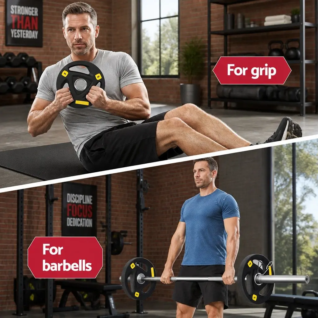 Weight Plates 5kg Strength Training Cast Iron Rubber Coated Black