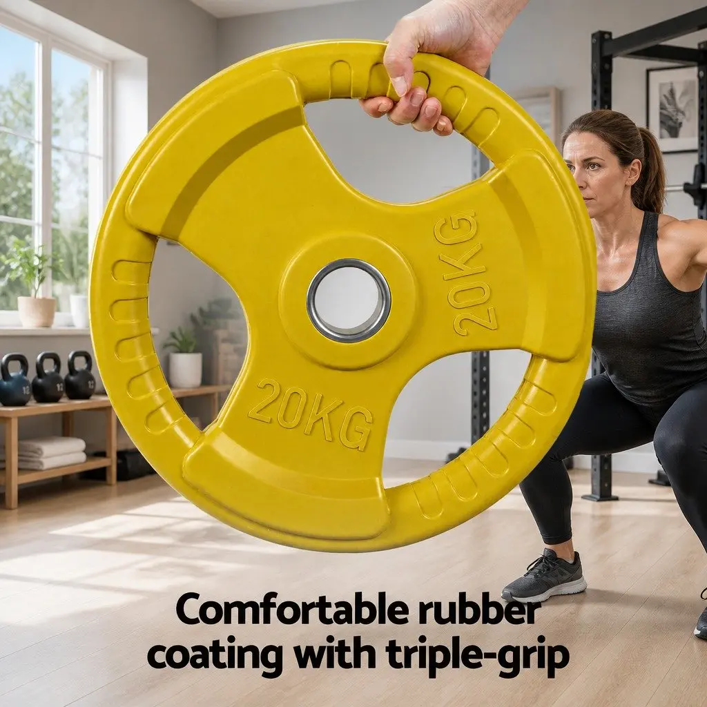 Cast Iron Weight Plates 20kg Pair for Dumbbell Barbell Home Gym Lifting Yellow