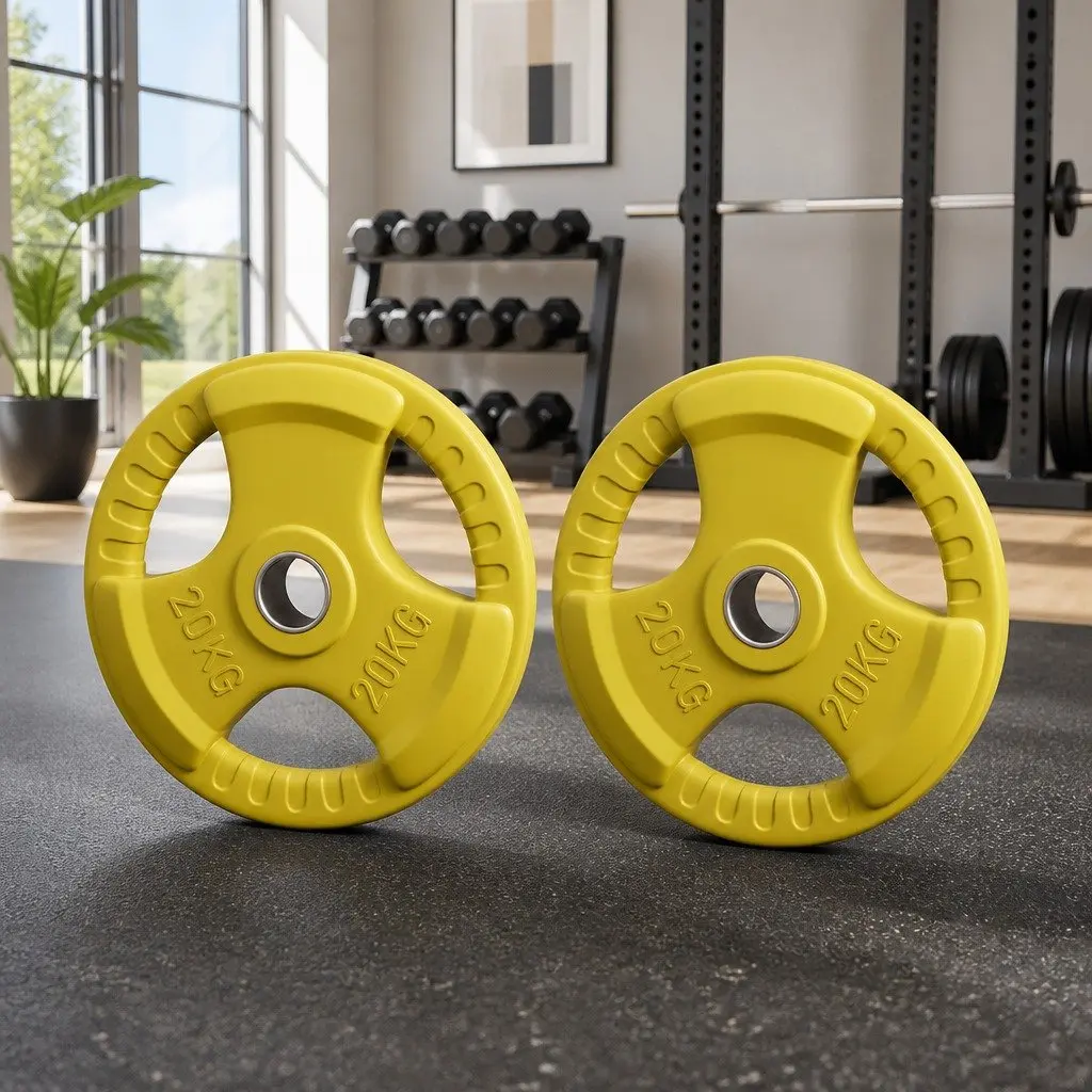 Cast Iron Weight Plates 20kg Pair for Dumbbell Barbell Home Gym Lifting Yellow