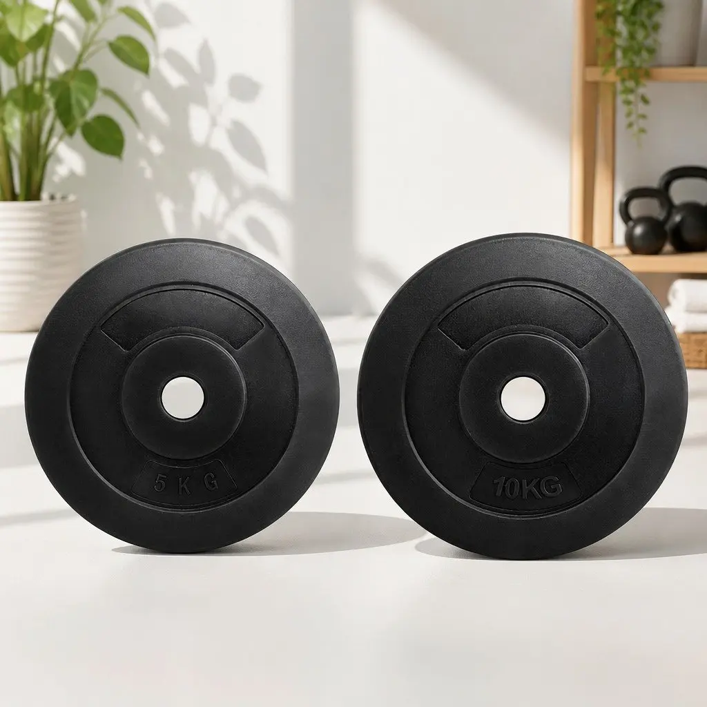 30kg Barbell Weight Plates Standard 31mm Home Gym Exercise Free Weights Black