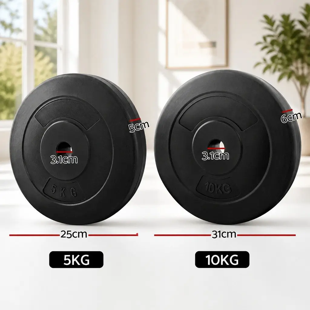 30kg Barbell Weight Plates Standard 31mm Home Gym Exercise Free Weights Black