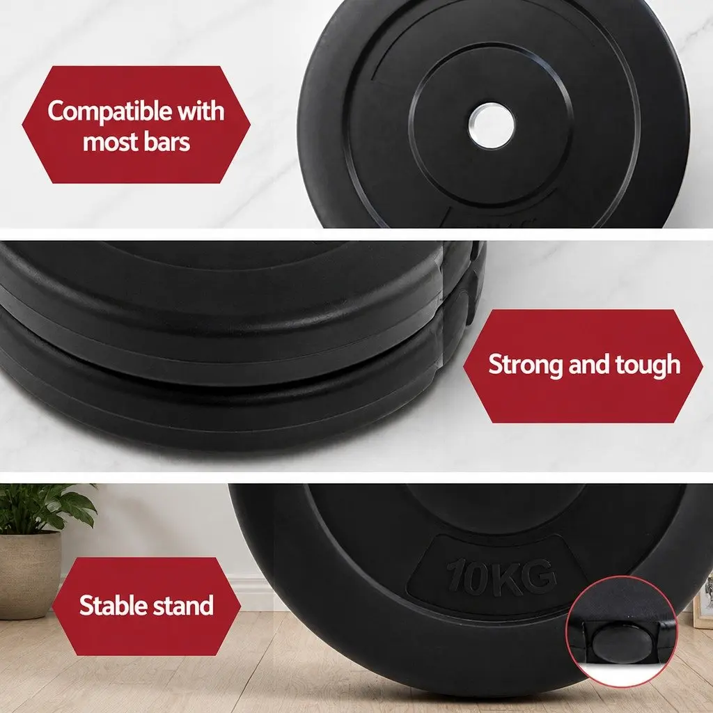 30kg Barbell Weight Plates Standard 31mm Home Gym Exercise Free Weights Black