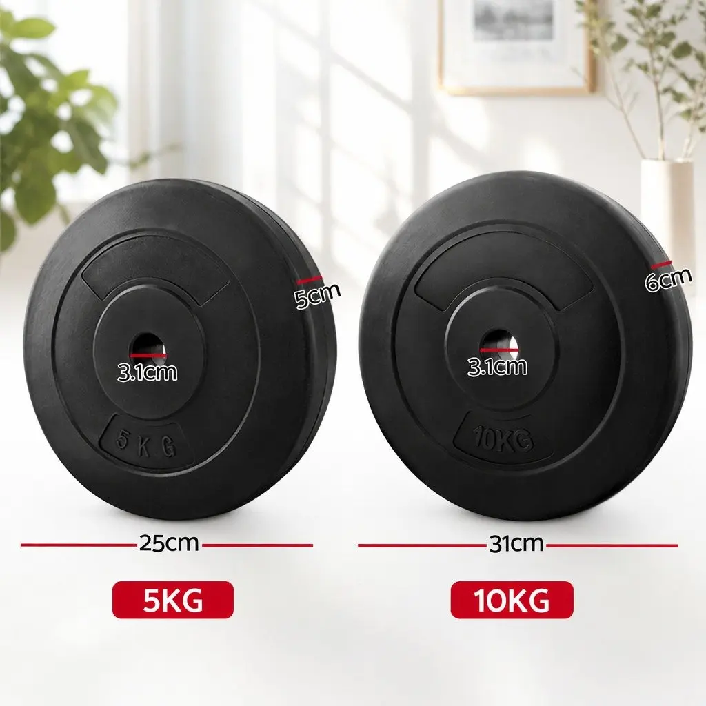 Barbell Weight Plates Set 50kg Home Gym Exercise Standard 31mm Black
