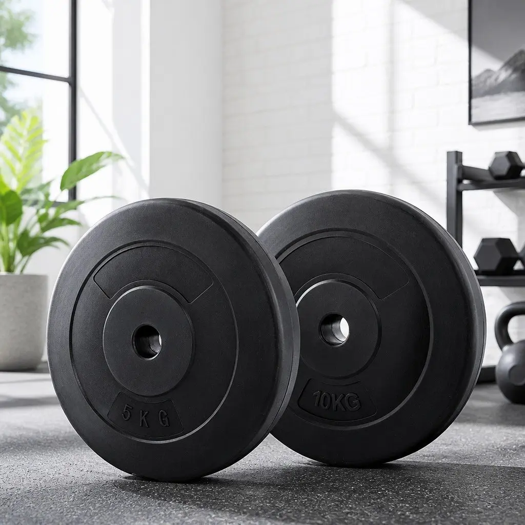Barbell Weight Plates Set 50kg Home Gym Exercise Standard 31mm Black