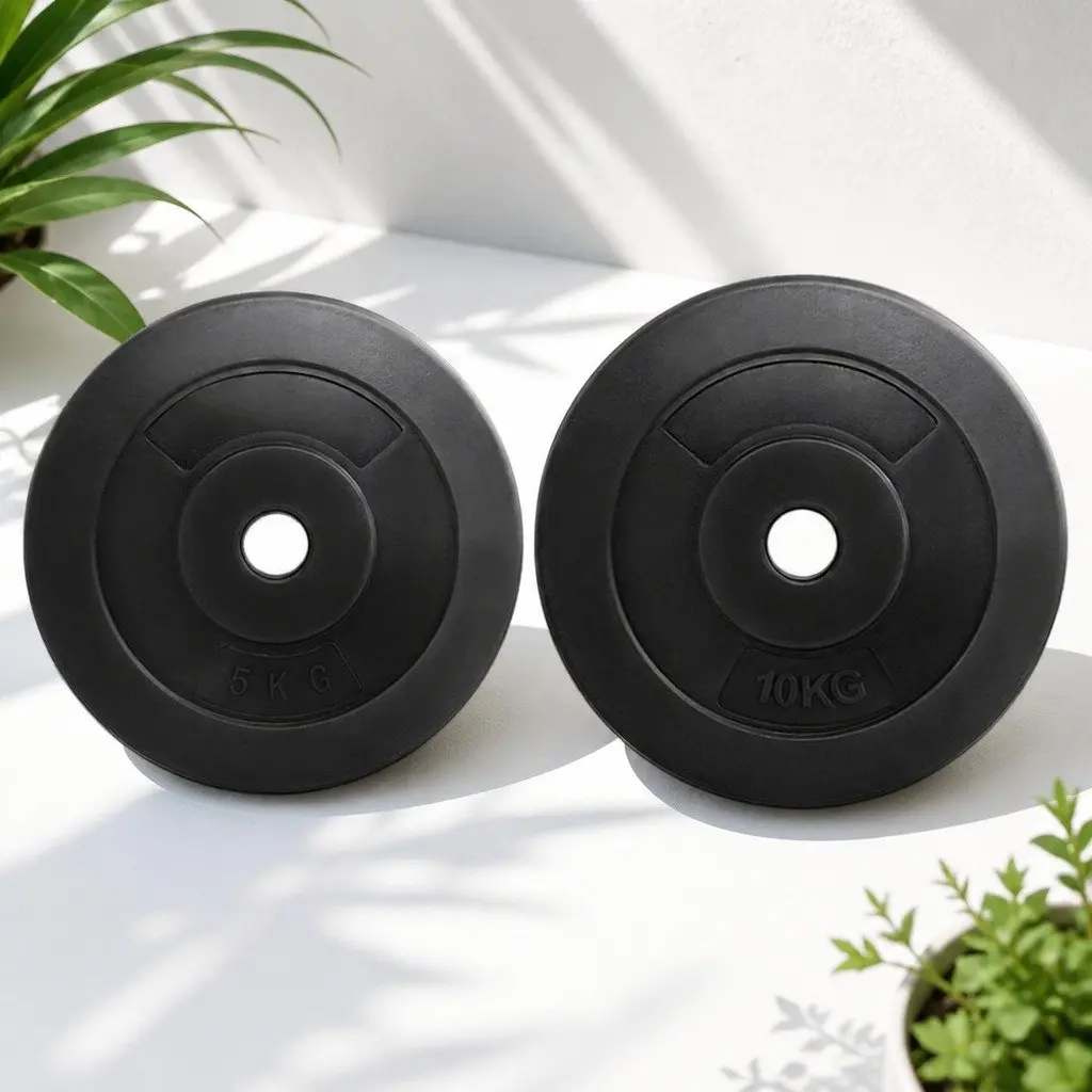 Barbell Weight Plates Standard 31mm Home Gym Free Weights 70kg Black Cast Cement
