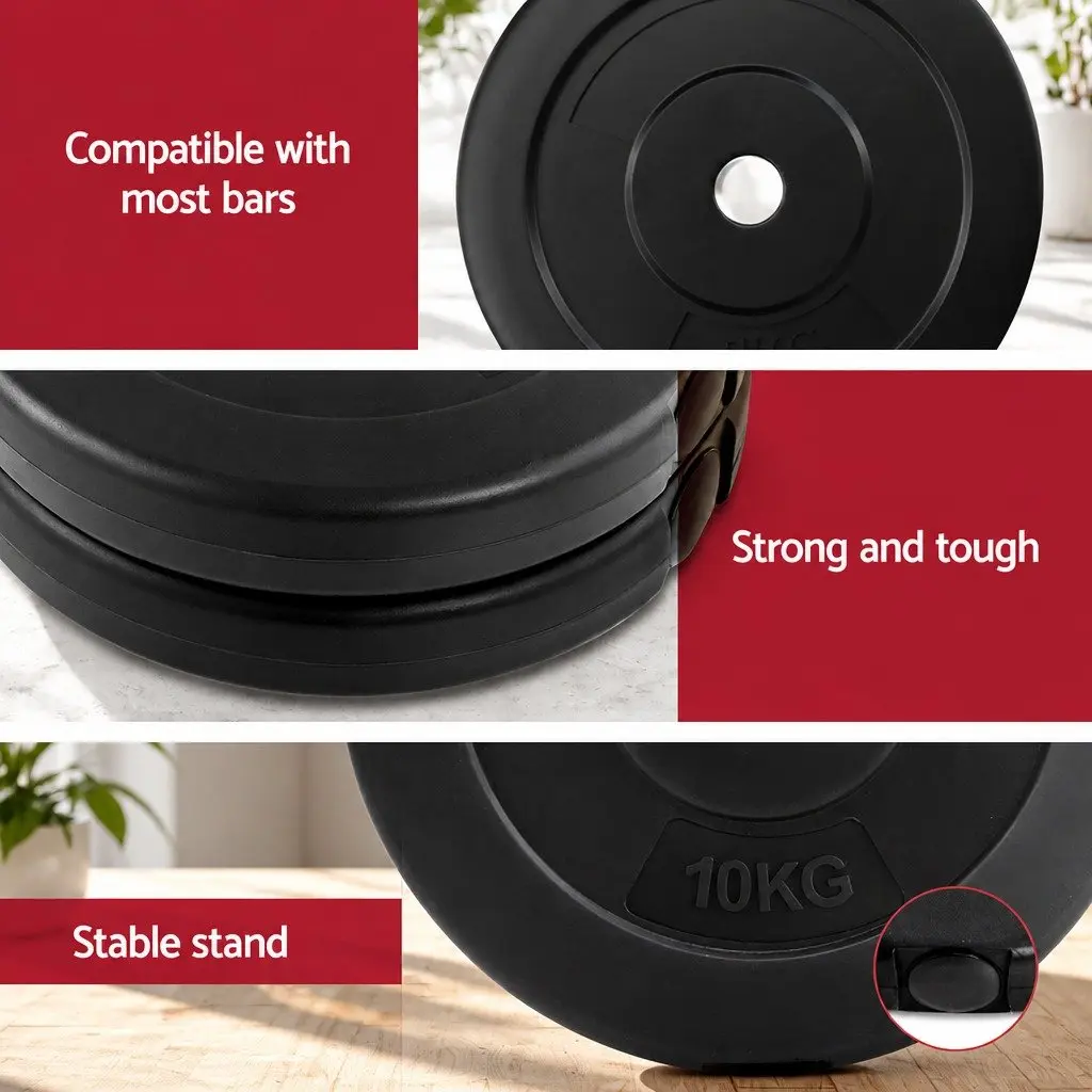 Barbell Weight Plates Standard 31mm Home Gym Free Weights 70kg Black Cast Cement