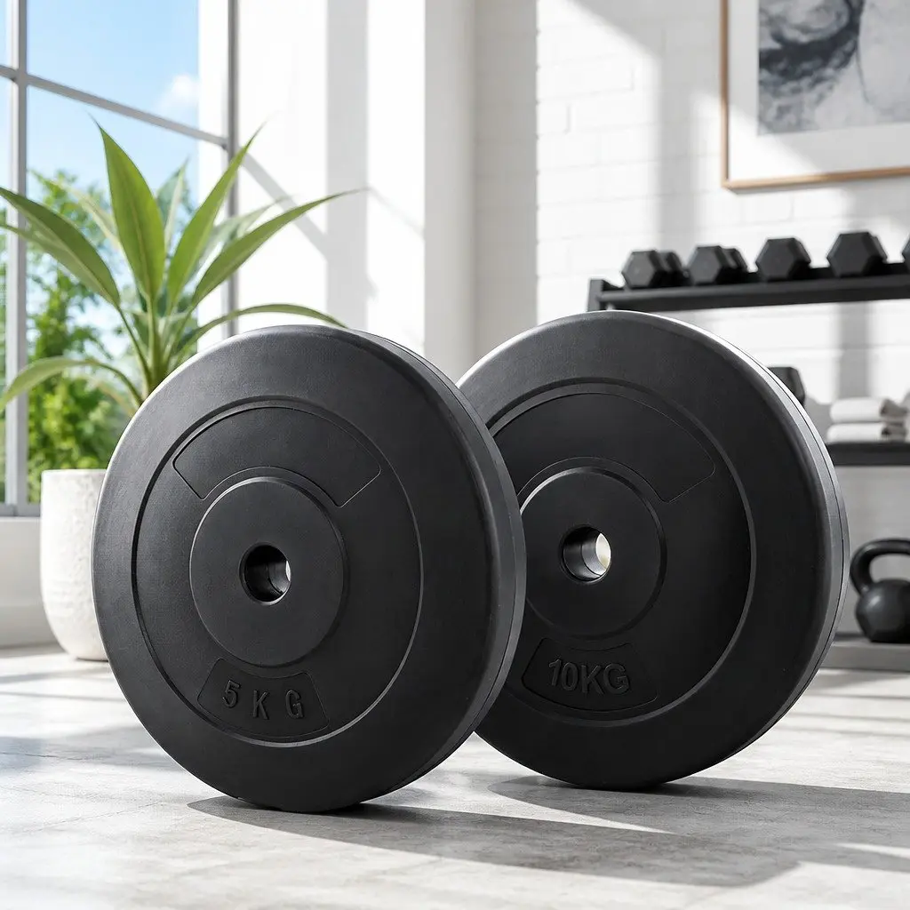 Barbell Weight Plates Standard 31mm Home Gym Free Weights 70kg Black Cast Cement