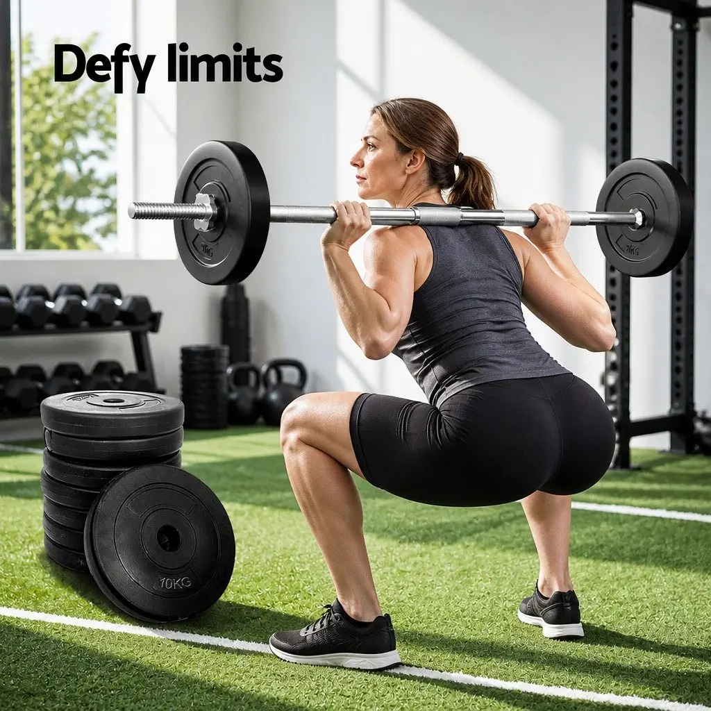 80kg Barbell Weight Plates Standard 31mm Home Gym Free Weights Exercise Set
