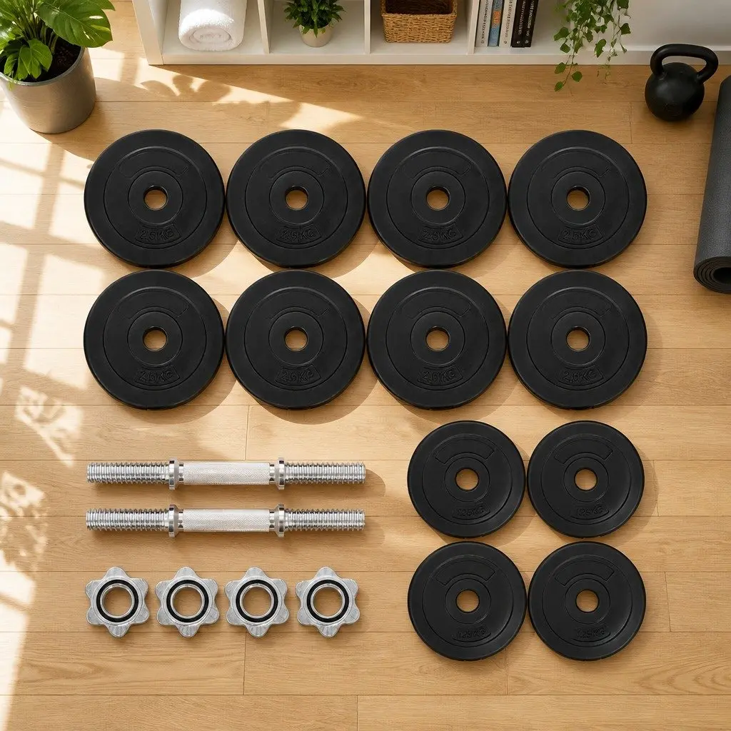 Dumbbell Set 30kg Weight Plates Adjustable Home Gym Fitness Training Equipment