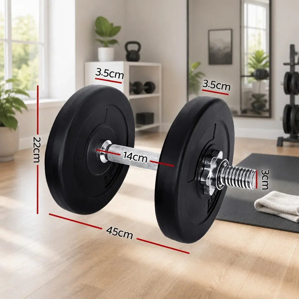 Dumbbell Set Adjustable Weights 15kg Home Gym Fitness Training Black and Silver