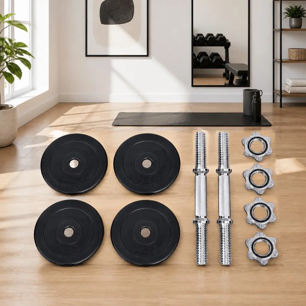 Dumbbell Set Adjustable Weights 15kg Home Gym Fitness Training Black and Silver