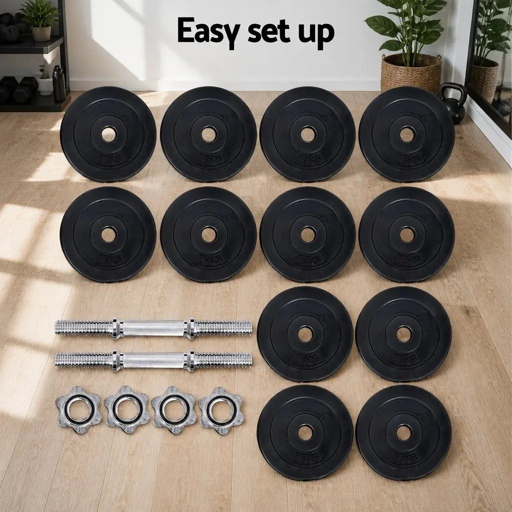 35kg Dumbbell Set Weight Plates Adjustable Dumbbells Home Gym Training Equipment
