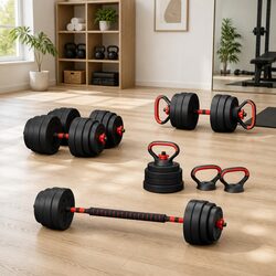 Reliable 40kg Adjustable Dumbbell and Barbell Weight Set