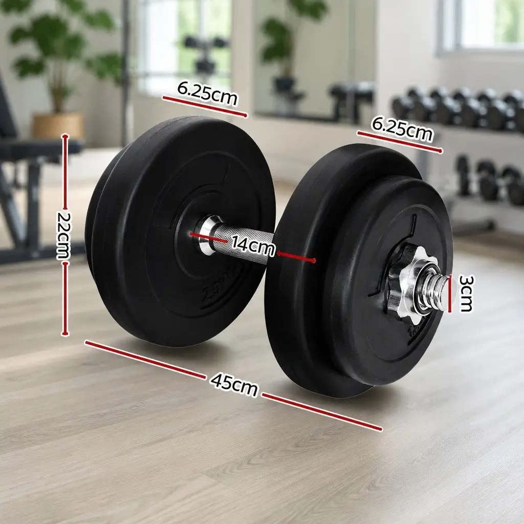 20kg Dumbbell Set Adjustable Dumbbells Home Gym Strength Training Black and Silver