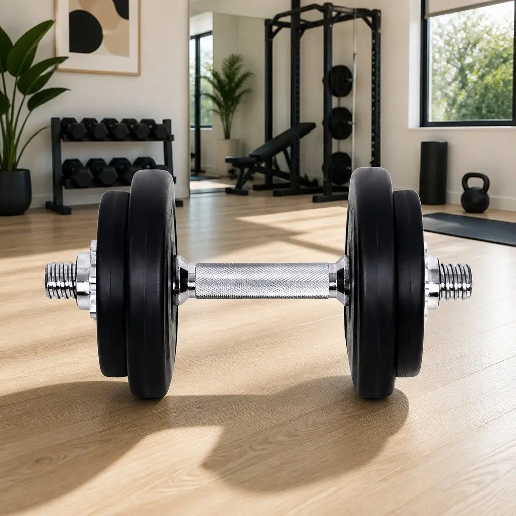 20kg Dumbbell Set Adjustable Dumbbells Home Gym Strength Training Black and Silver